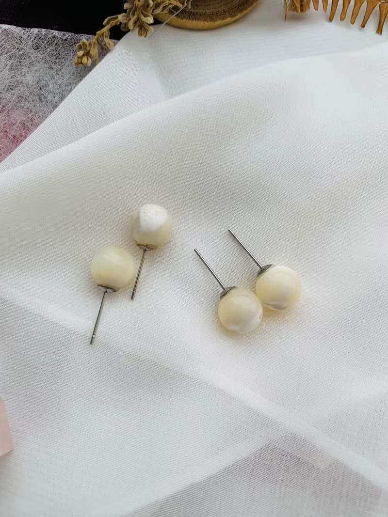 貝殼圓滿不銹鋼耳針耳釘