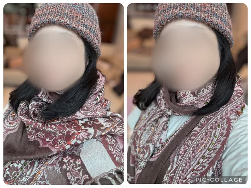 【聖誕禮物】喀什米爾水煮羊毛手工刺繡圍巾披肩薄透紗乾燥玫瑰粉