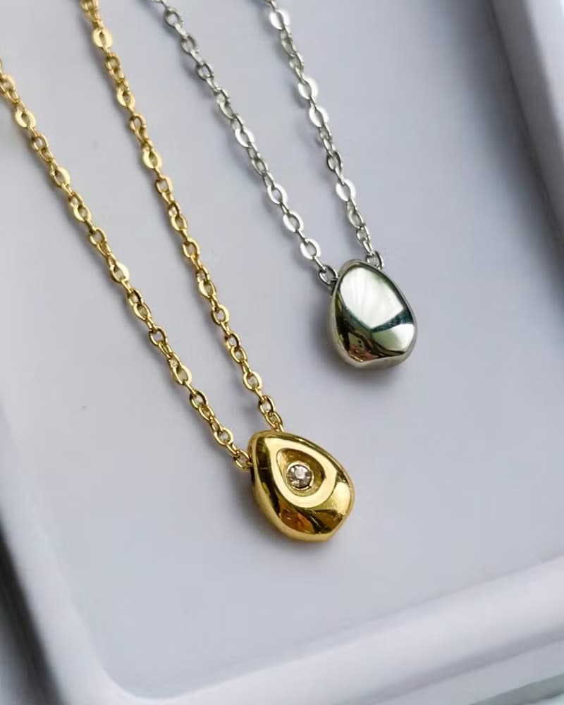 2way 金属アレルギー対応　つけっぱなし OK  雫 ドロップ スネックレス　316L サージカルステンレス　防過敏　项链, 項鏈, 項鍊