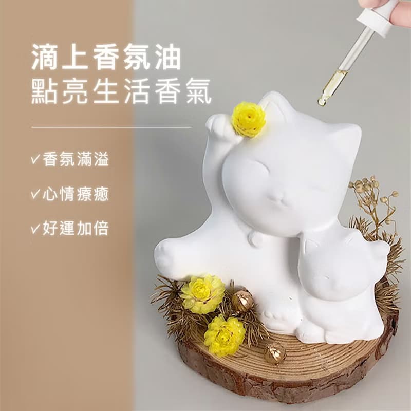 【艸弄花藝】療癒系擴香石禮盒-招財貓(附香氛精油)/聖誕禮物
