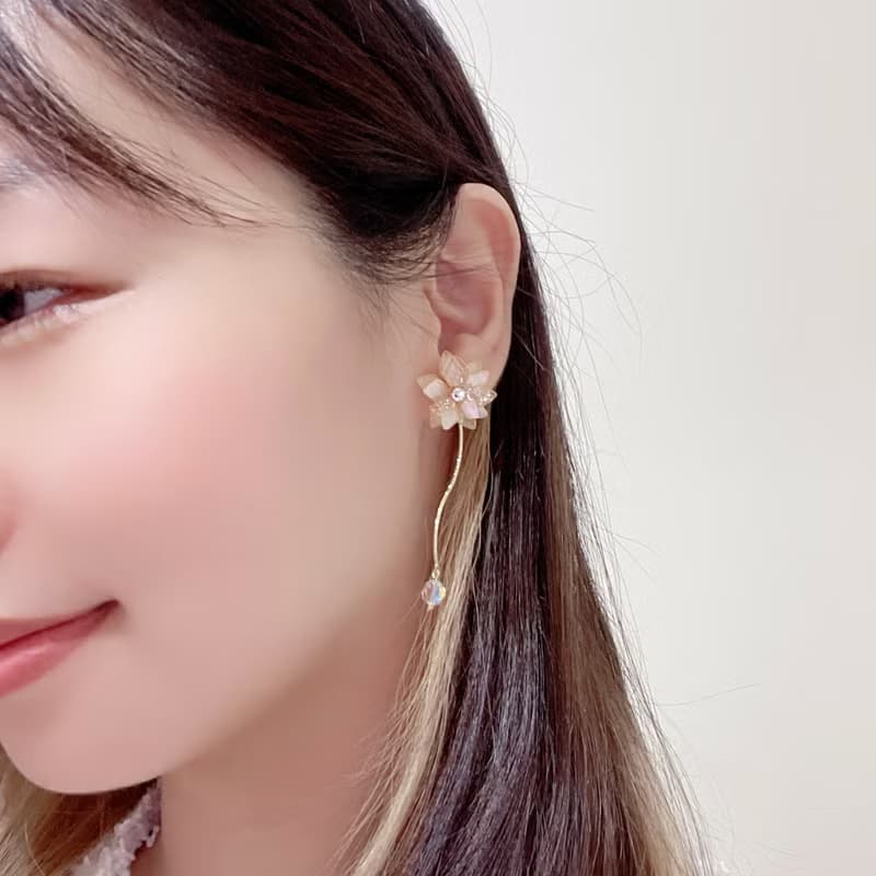 【仙女棒】樹脂水晶花耳環