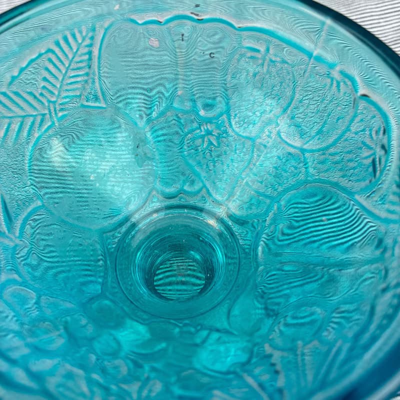 1950年代 法国蓝色压制玻璃冰淇淋杯