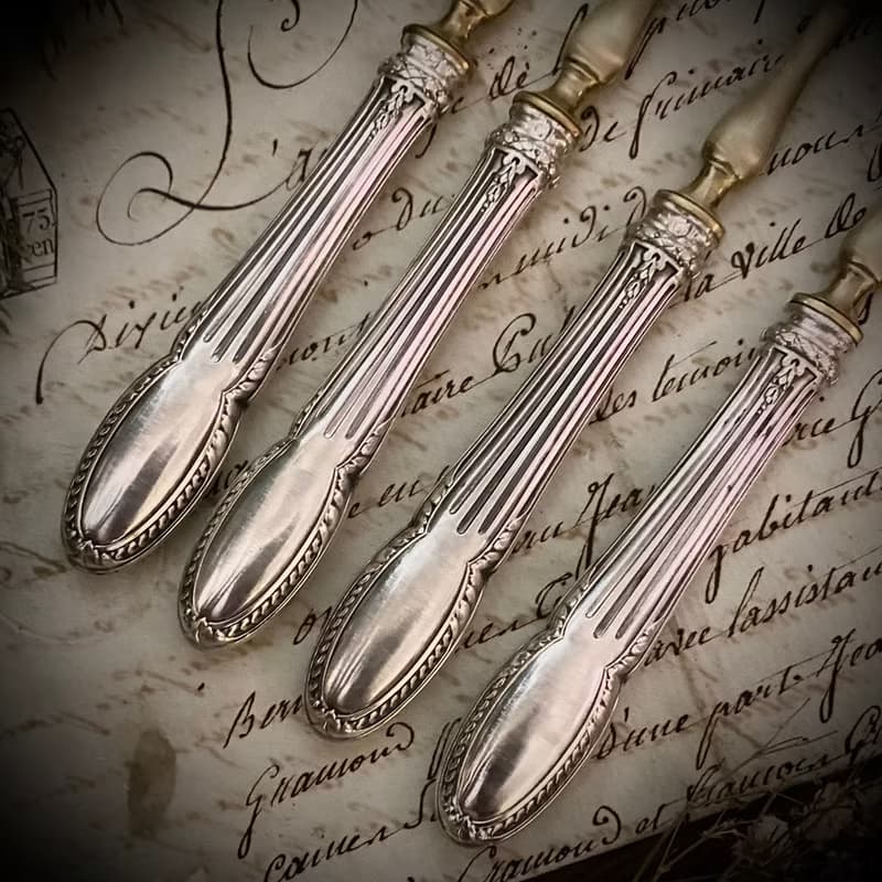 19世紀末 法國Louis XVI古典風格 純銀柄甜點前菜叉