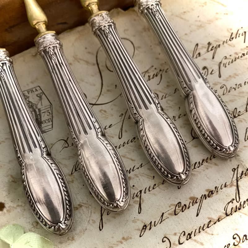 19世紀末 法國Louis XVI古典風格 純銀柄甜點前菜叉