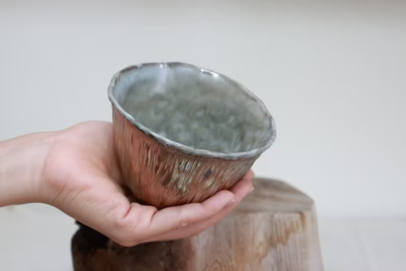 柴燒手捏小茶碗/青瓷握杯/品茗杯/200ml/瀧間拾光