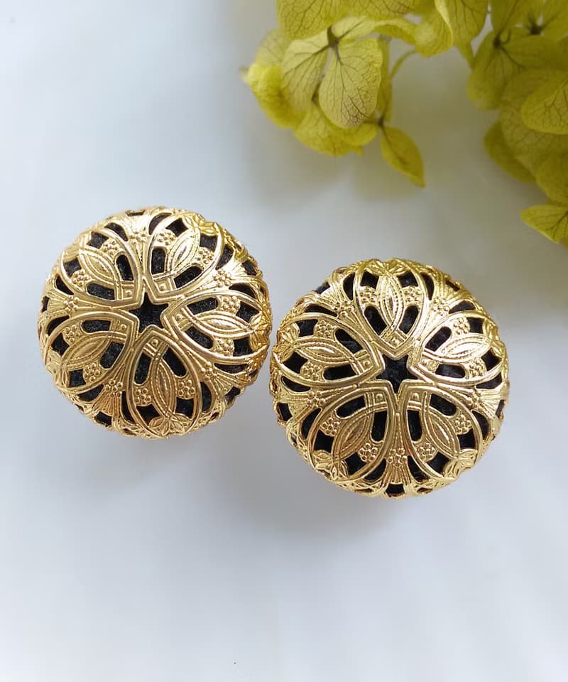 Vintage Jewelry 西洋古董飾品  細緻壓紋 夾式耳環