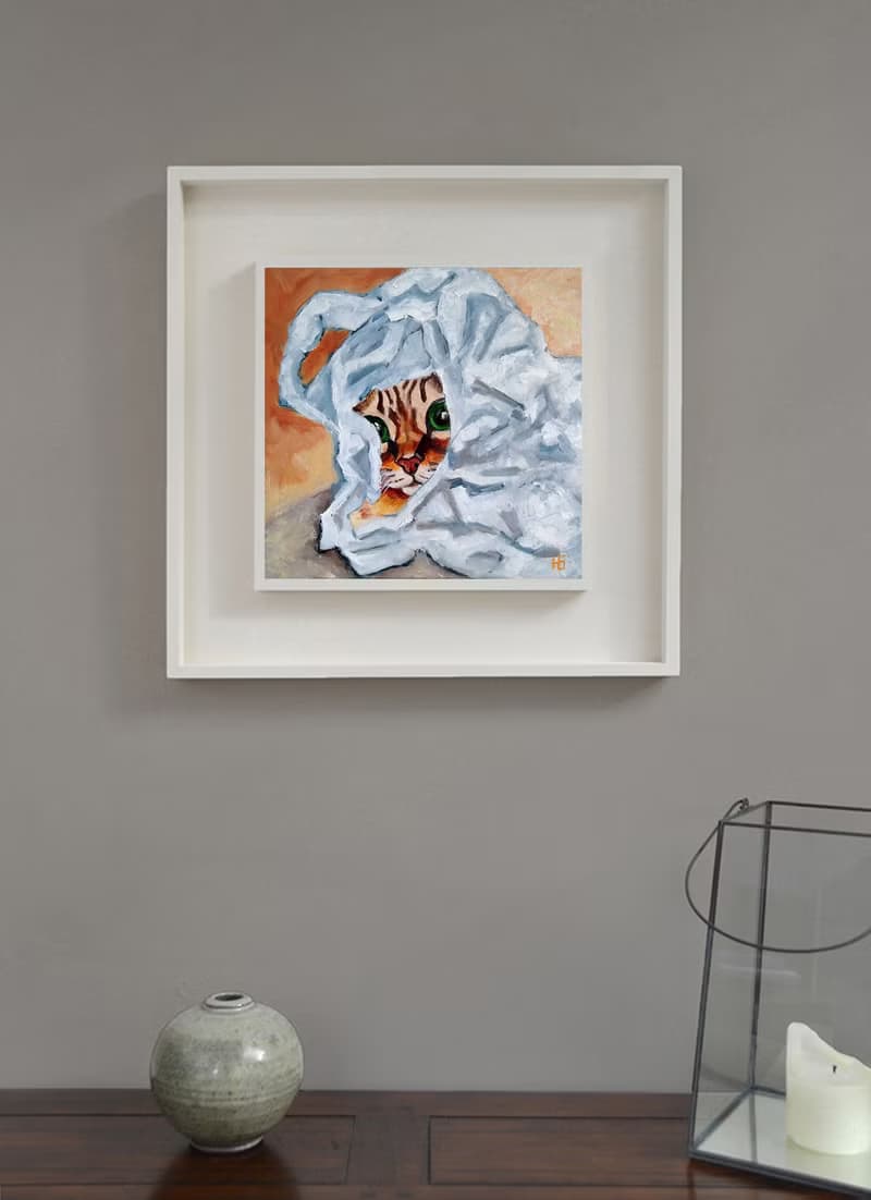 Kitten Original Oil Painting, Funny Cat Portrait, Pet Wall Art, Small Picture