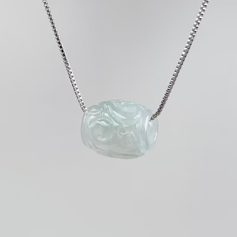 【萬事亨通】冰種翡翠雕花路路通項鍊 | 天然緬甸玉翡翠A貨 |送禮