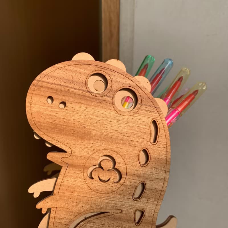 【手作DIY】手短短 暴龍 木製筆筒 恐龍 可愛 童趣 木質 質感禮物