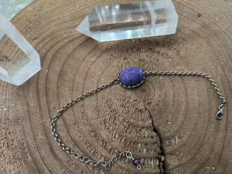 天然紫龍晶 925銀手鏈