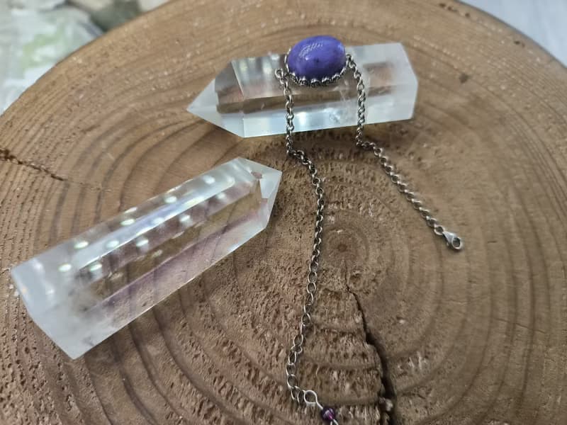 天然紫龍晶 925銀手鏈