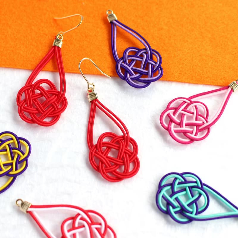 japanese style pierce earring / ear clip /mizuhiki / accessory / flower