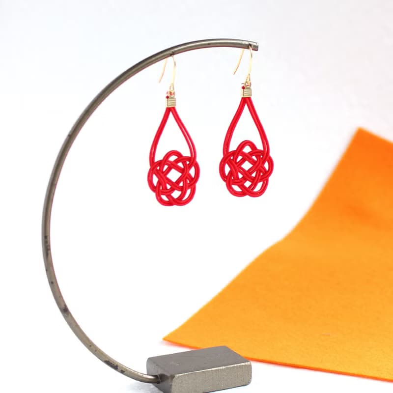japanese style pierce earring / ear clip /mizuhiki / accessory / flower
