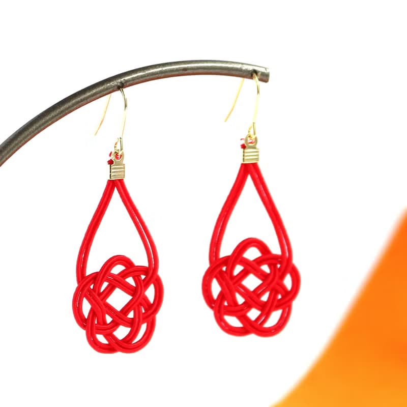 japanese style pierce earring / ear clip /mizuhiki / accessory / flower