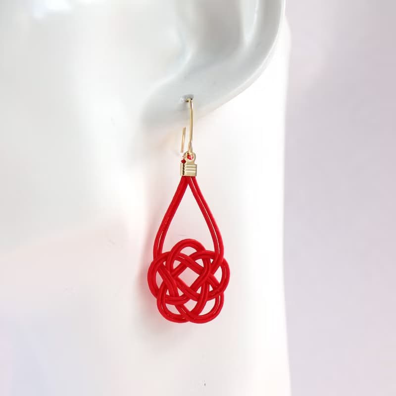 japanese style pierce earring / ear clip /mizuhiki / accessory / flower