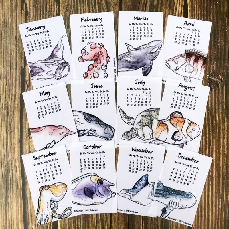 2021 魚七分布月曆