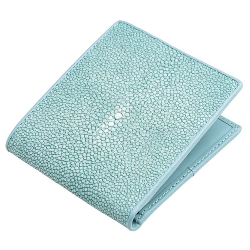 綠松石龜魚皮皮加 – 真正龜魚皮手工雙折錢包