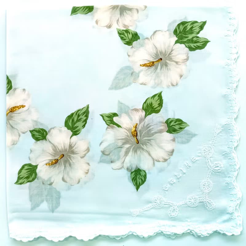 Celine Vintage Handkerchief Magnolia Floral 20 x 20 inches