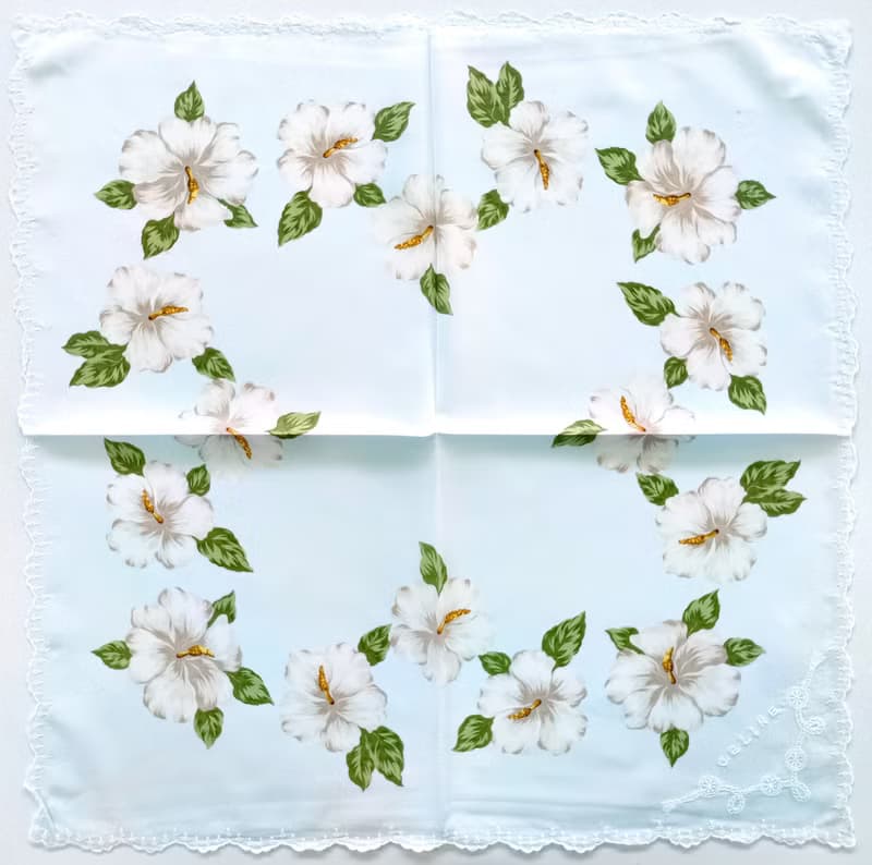 Celine Vintage Handkerchief Magnolia Floral 20 x 20 inches