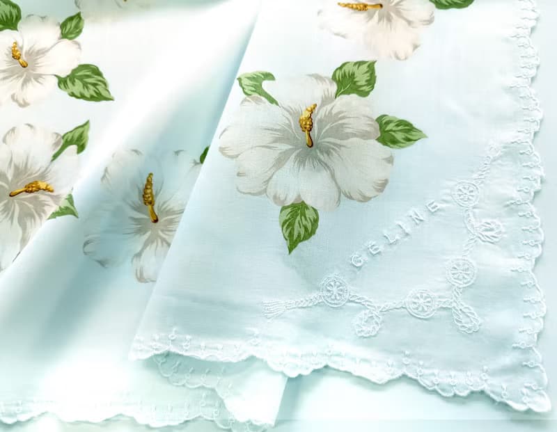 Celine Vintage Handkerchief Magnolia Floral 20 x 20 inches