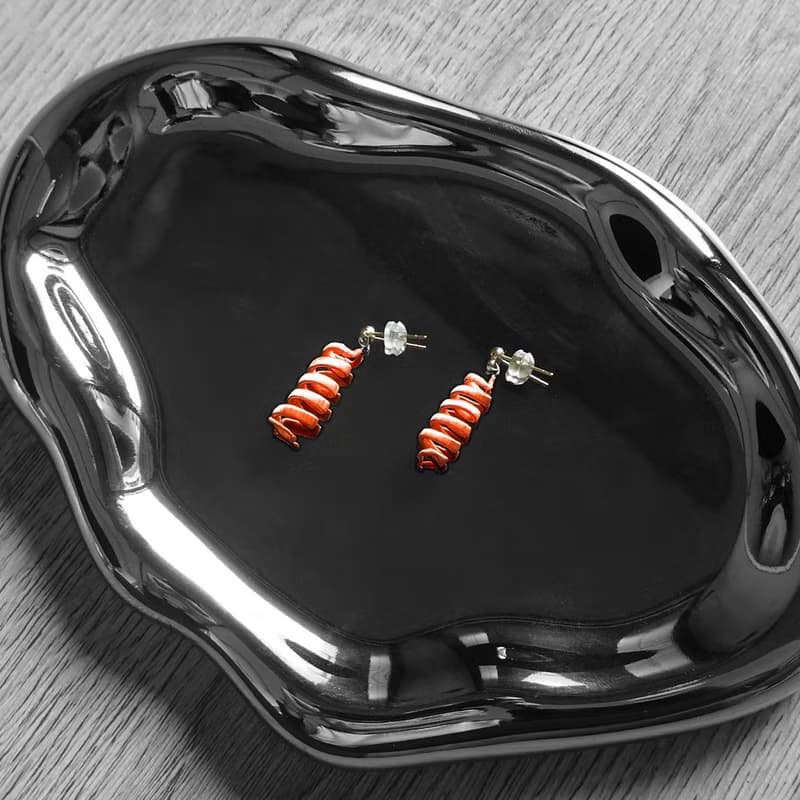 耳邊書畫 纏花耳飾 滌慮 橘紅