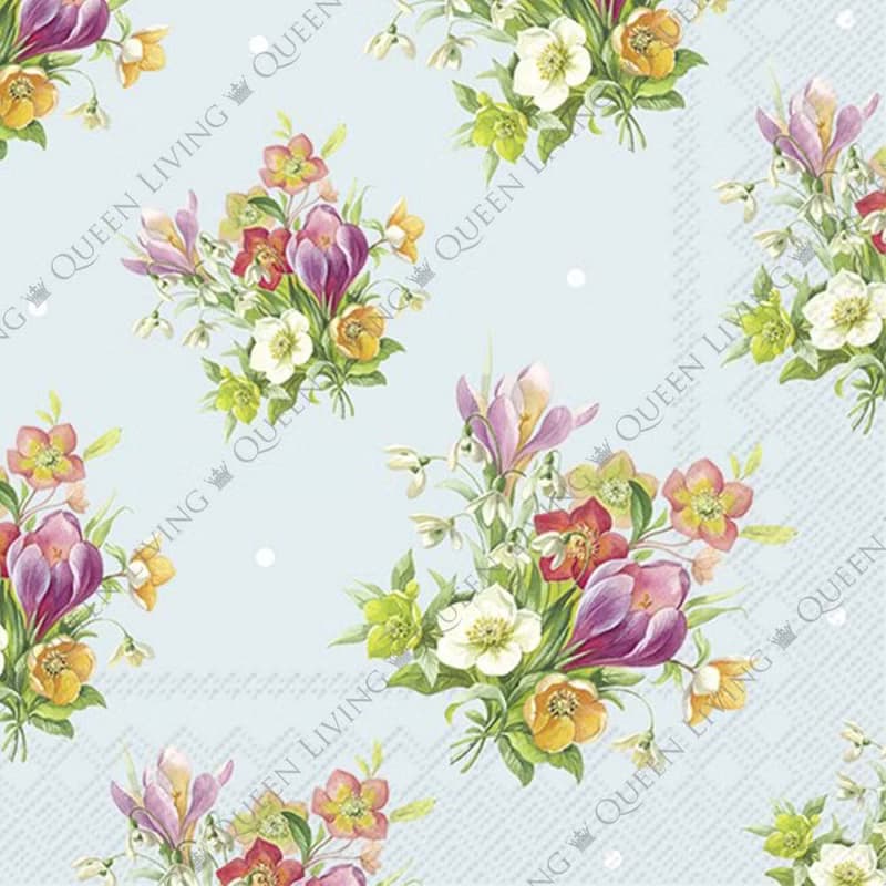 德國 IHR-33*33cm餐巾紙-春天花束淺藍色