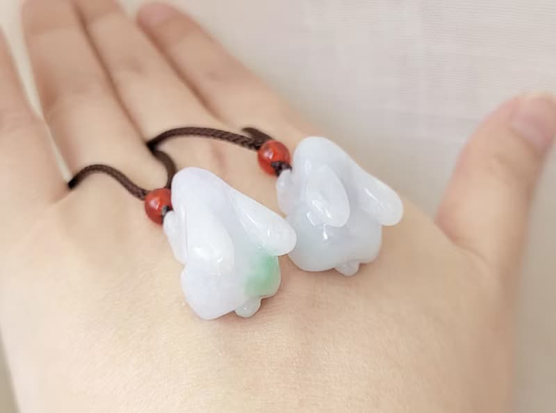 【親翠】天然翡翠 冰藍紫果綠春彩胖臀兔兔項鍊 生肖 兔