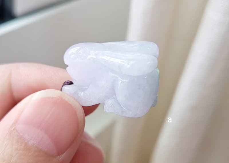 【親翠】天然翡翠 冰藍紫果綠春彩胖臀兔兔項鍊 生肖 兔