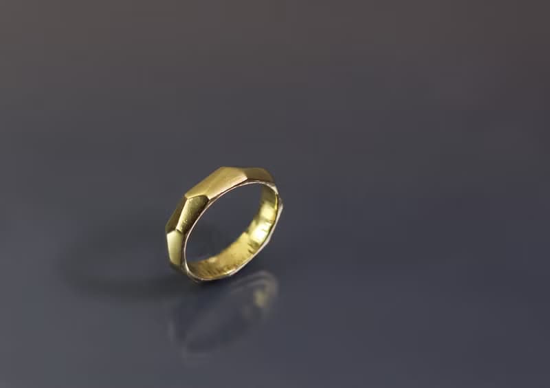 線條系列-不規則切面黃銅戒