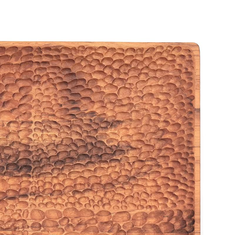 天然柚木方型托盤/餐盤XL號-波點│29CM不上漆原木製 露營野餐