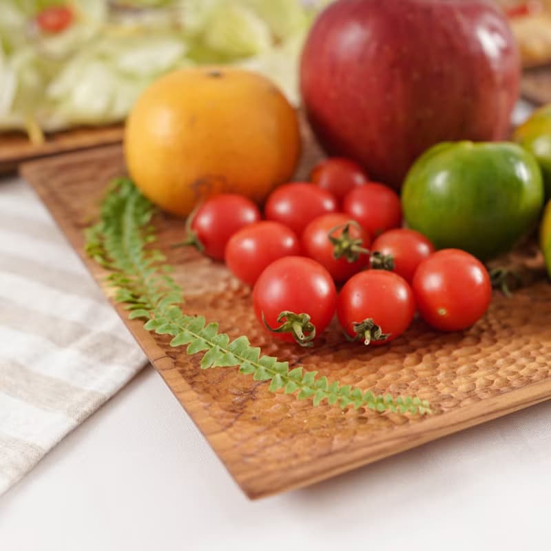 天然柚木方型托盤/餐盤XL號-波點│29CM不上漆原木製 露營野餐