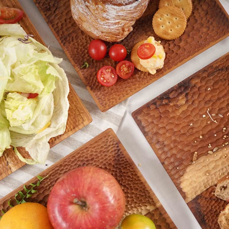 天然柚木方型托盤/餐盤XL號-波點│29CM不上漆原木製 露營野餐