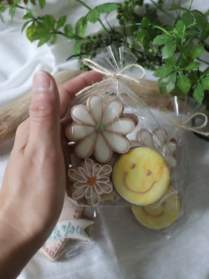 3 袋套　有機糖霜餅乾　笑顔　Heart　smile　花