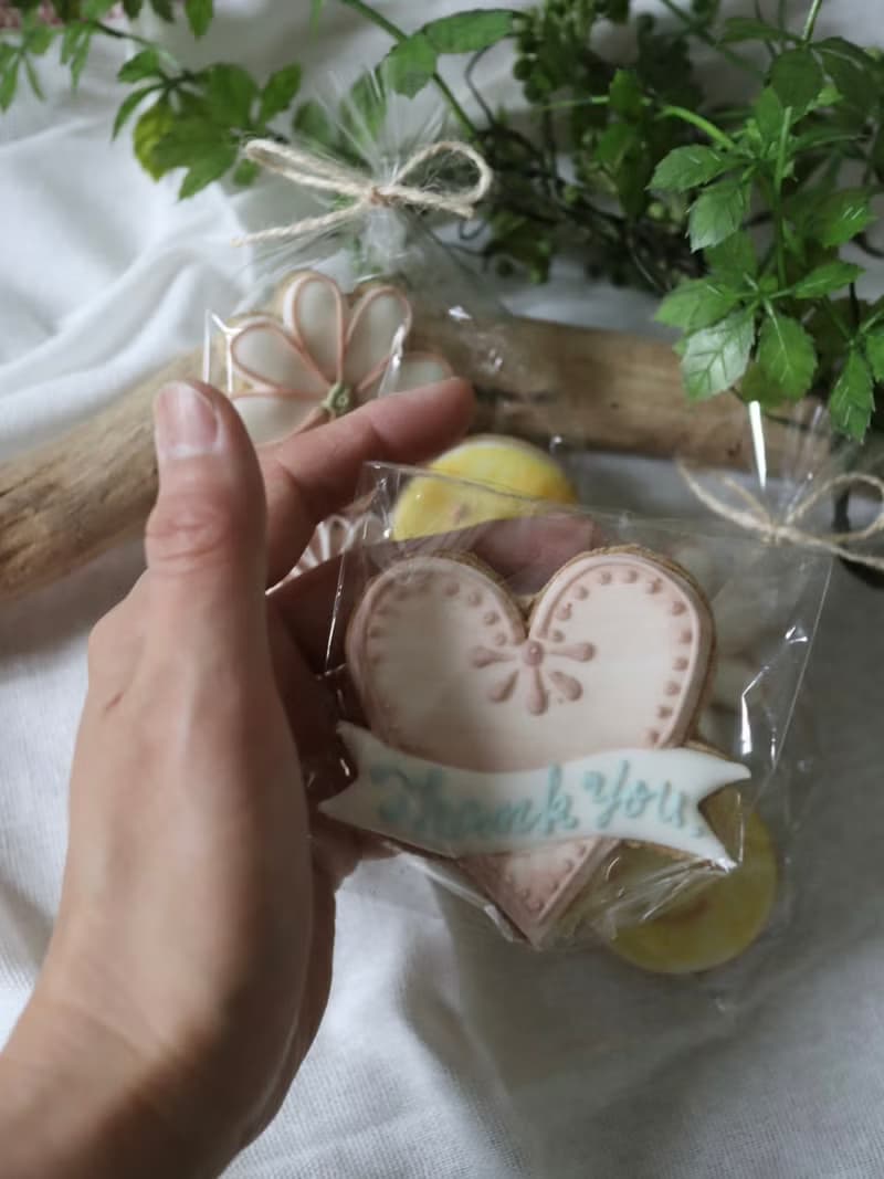 3 袋套　有機糖霜餅乾　笑顔　Heart　smile　花
