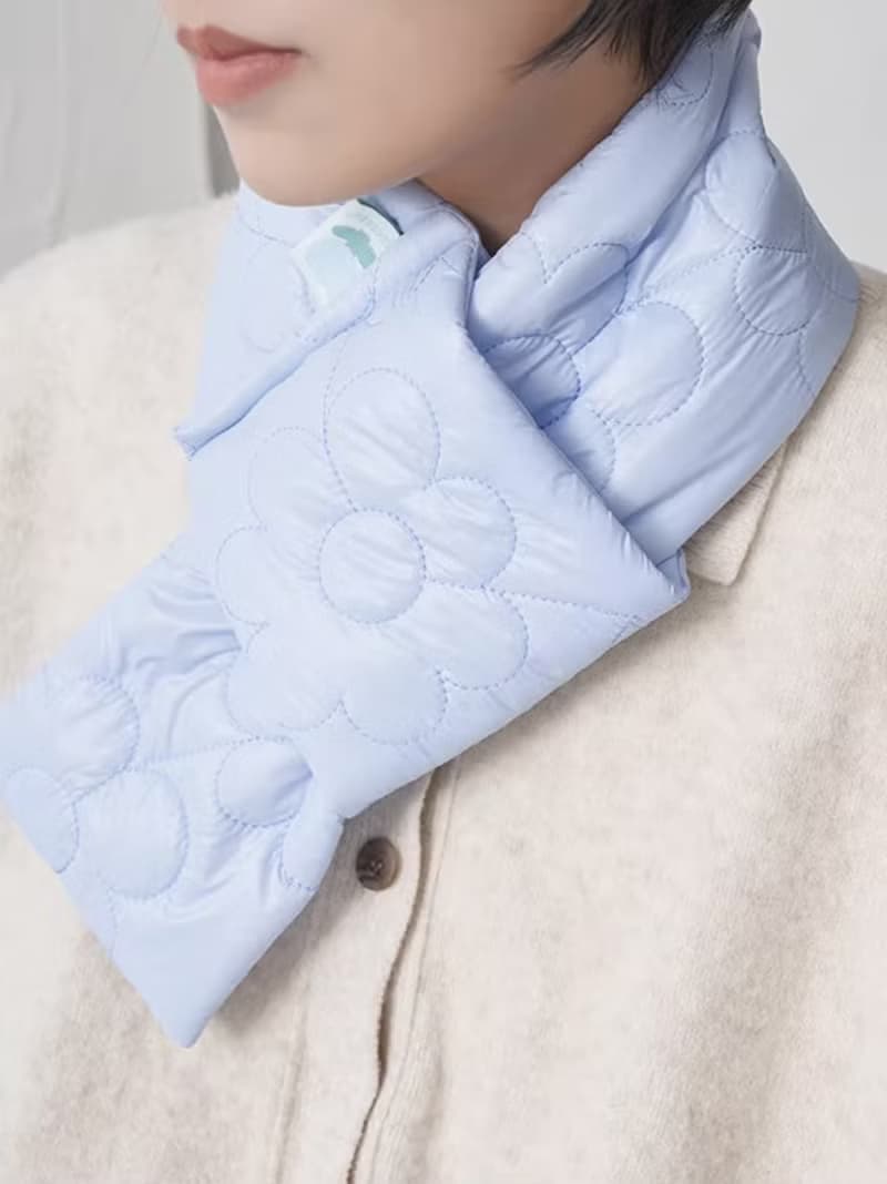 小花絎縫刺繡花圍巾 乳酪色