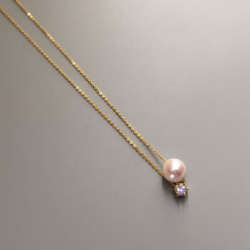K14GF Moonstone Necklace, June Birthstone, 大珠Akoya Pearl Long Necklace
