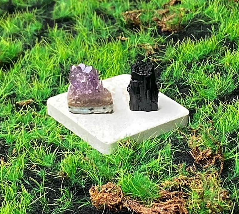 能量擺飾-天然原礦可愛紫晶簇 黑碧璽套組 招財保平安 快速出貨