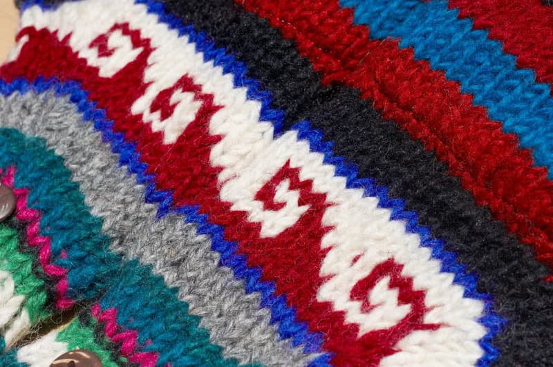 情人節禮物 創意禮物 限量一件手織純羊毛針織手套 / 可拆卸手套 / 內刷毛手套 / 保暖手套(made in nepal) - 熱帶南美森林 民族圖騰