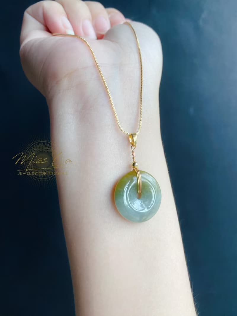 天然緬甸玉 翡翠 冰黃翡 平安扣 設計款 項鍊 禮物 生日禮物