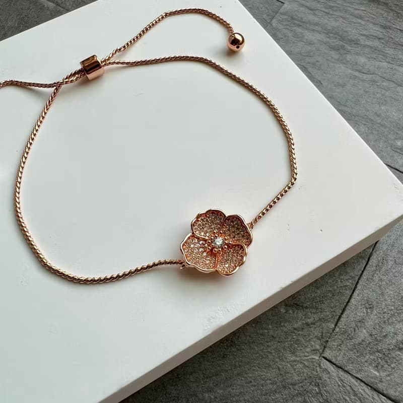 紫羅蘭鑲鑽可調式手鍊(共兩色)