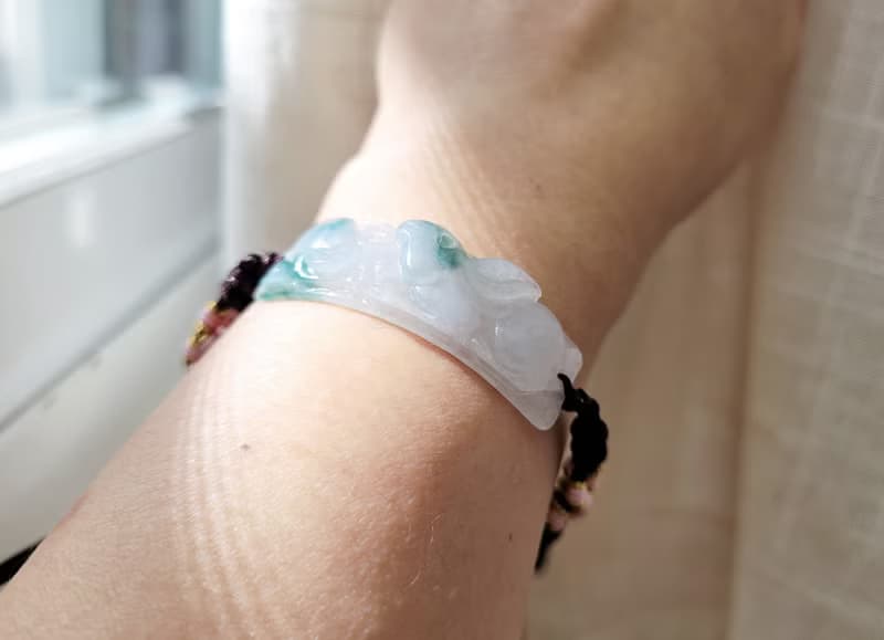 【親翠】天然翡翠 冰飄花立體美兔兔手牌調節式16cm手環 生肖 兔