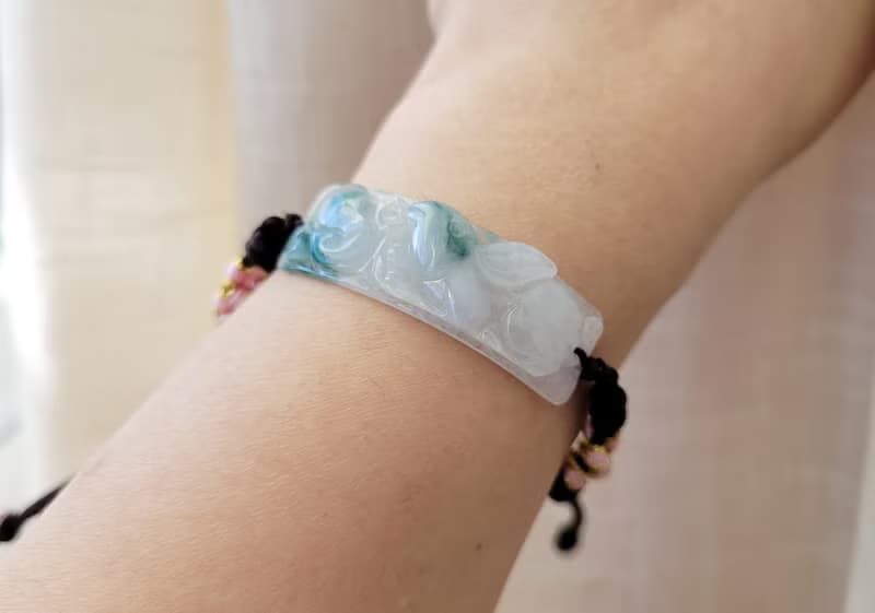 【親翠】天然翡翠 冰飄花立體美兔兔手牌調節式16cm手環 生肖 兔