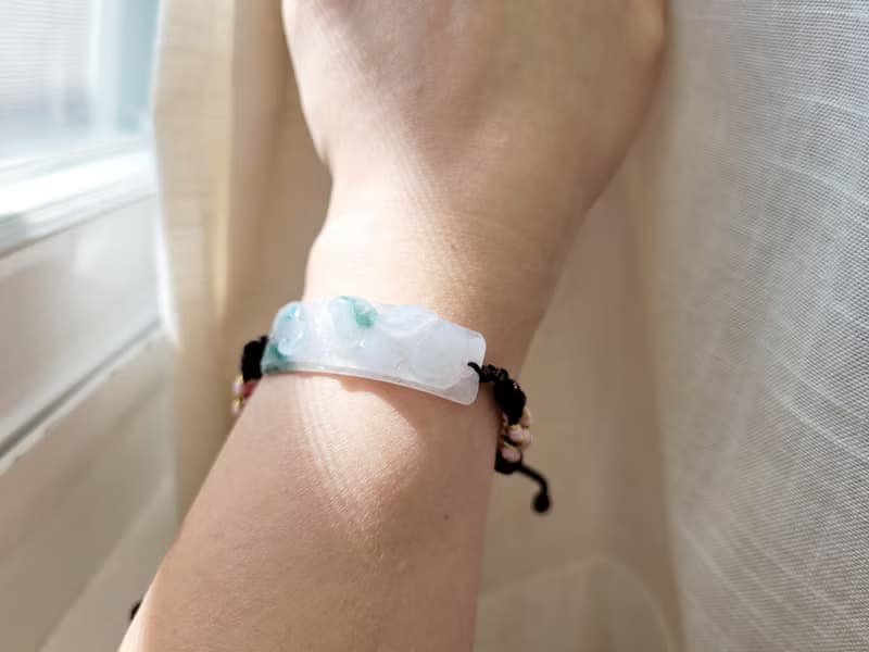 【親翠】天然翡翠 冰飄花立體美兔兔手牌調節式16cm手環 生肖 兔