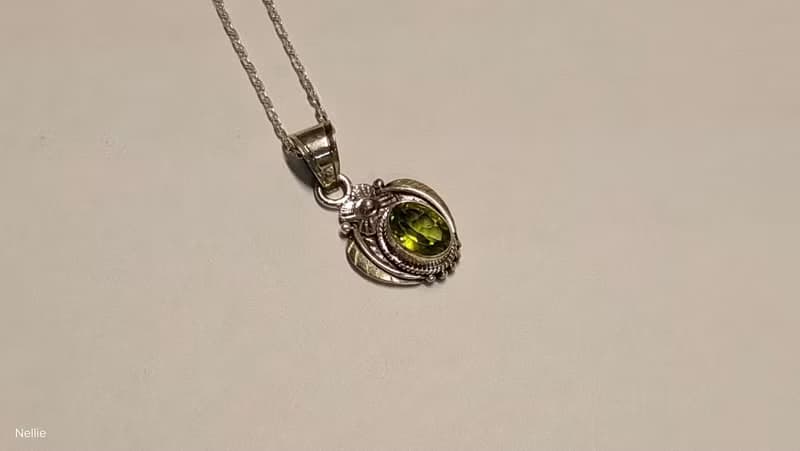 天然 橄欖石 墜 尼泊爾 手工製 925純銀