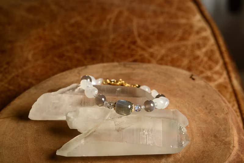 【神山晶礦】拉長月光灰玉髓手鍊 /拉長/月光/灰玉髓