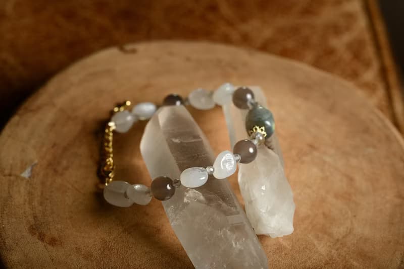 【神山晶礦】拉長月光灰玉髓手鍊 /拉長/月光/灰玉髓