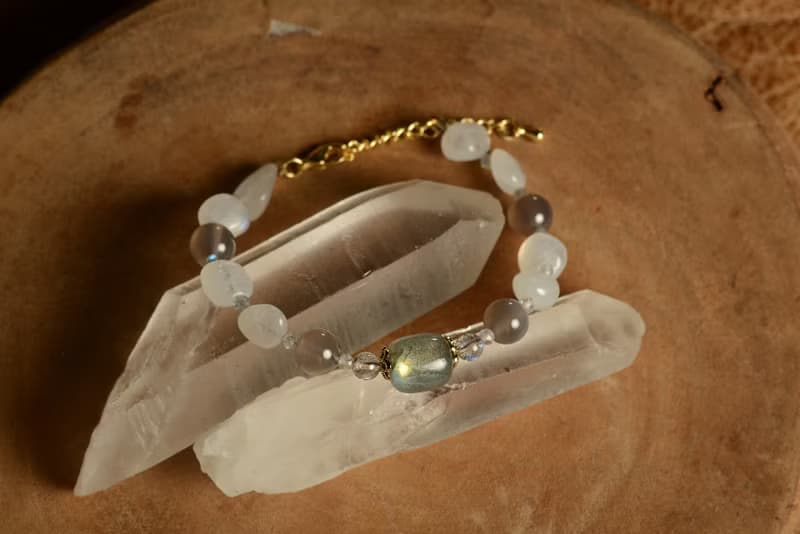 【神山晶礦】拉長月光灰玉髓手鍊 /拉長/月光/灰玉髓