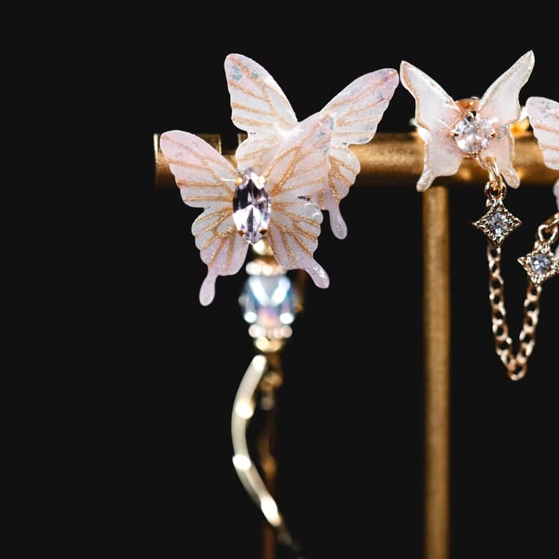 【異國】2ways蝴蝶耳環 |  新娘首飾 手作飾品 生日禮物 寫真耳環