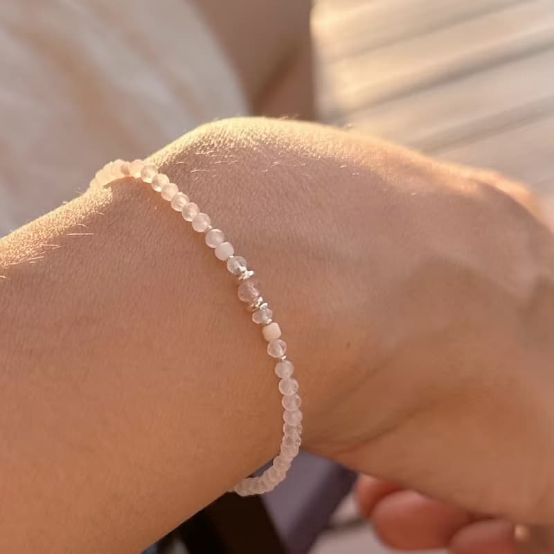 手鍊 純銀 蛋白石 月光石 - 一切安好 -