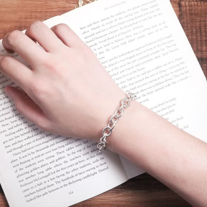 純銀 經典厚版 OT扣 圓圈手鍊(8.3mm寬鍊) 925純銀手鍊 男生手鍊